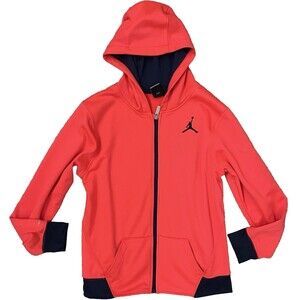Nike Jordan Boys XL 13/15 Full Zip Up Pocket Hoodie Orange/Navy
